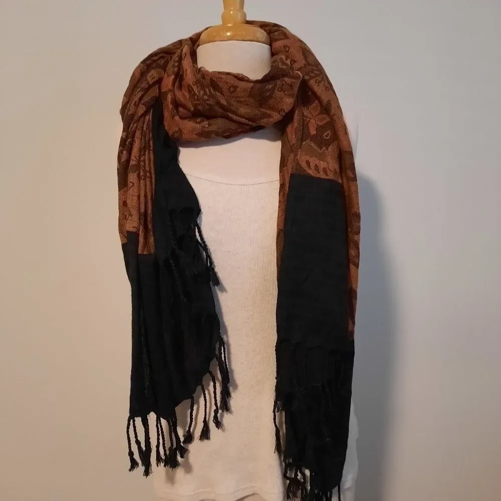 Lucky & COCO Butterfly Scarf Shawl Wrap Neckwarmer Fringe trim